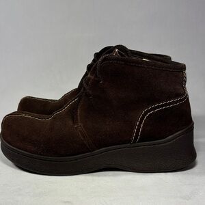 LOWER EAST SIDE Brown Suede Chunky Platform Ankle Boots **